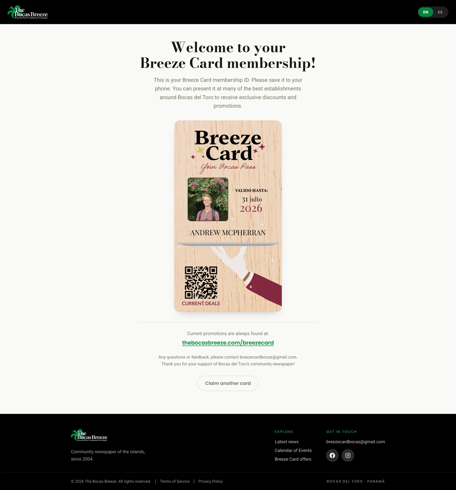 Digital Breeze Card — screenshot
