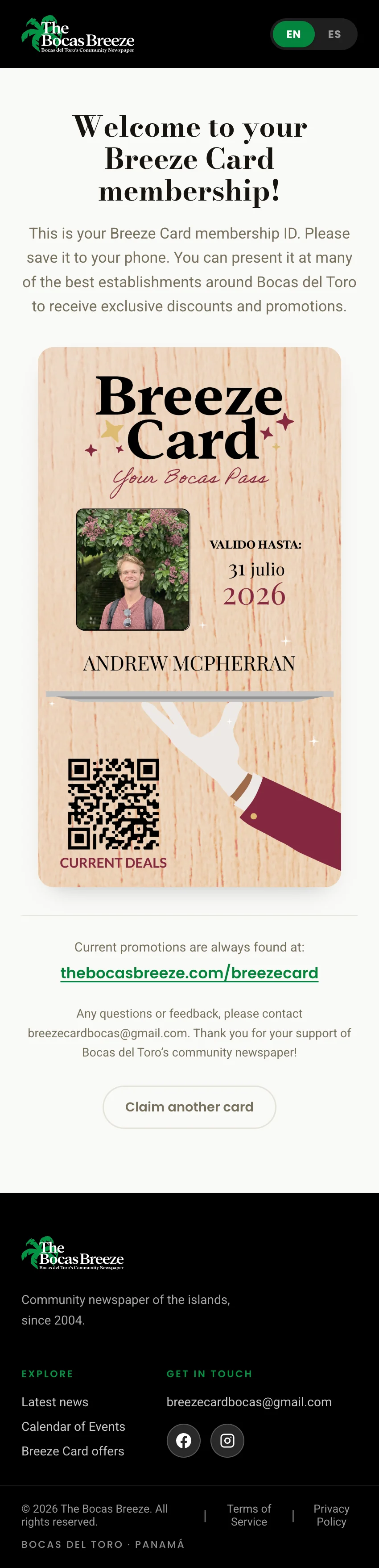 Digital Breeze Card — mobile screenshot