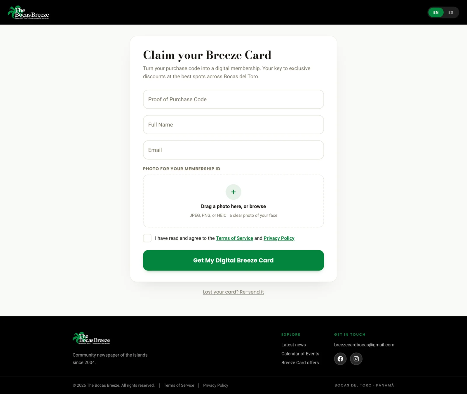Digital Breeze Card — desktop screenshot