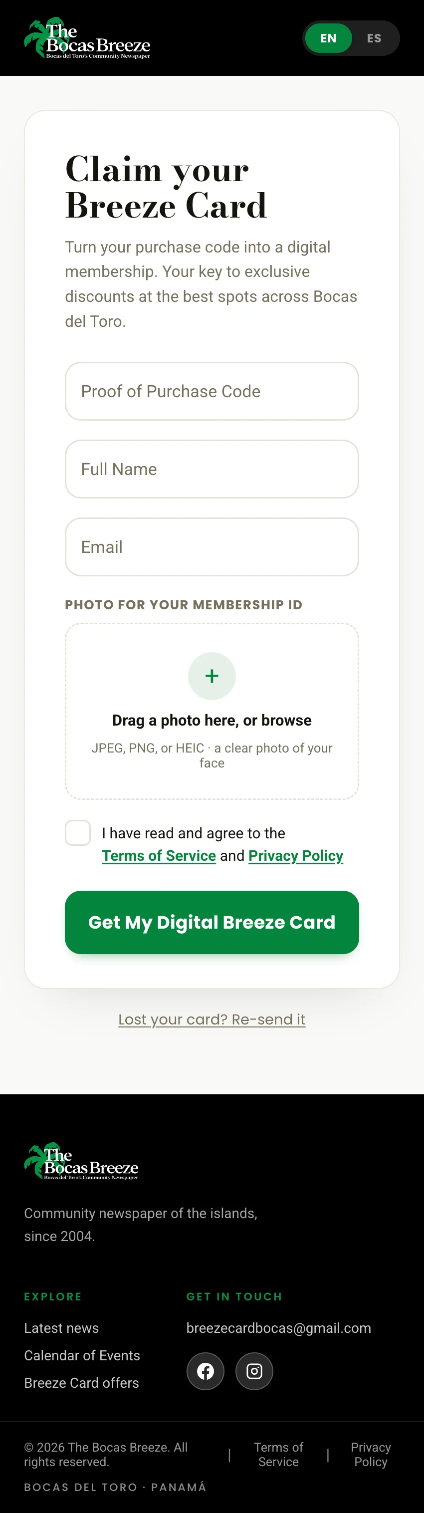 Digital Breeze Card — mobile screenshot