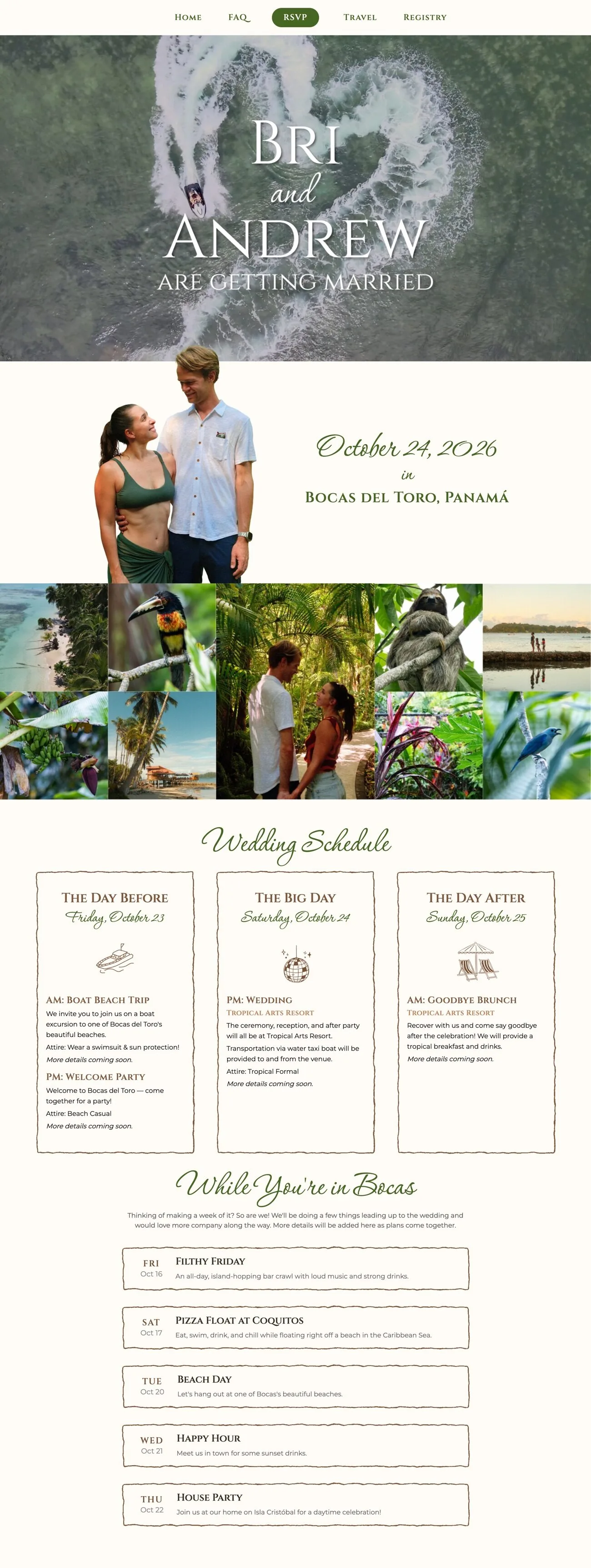 Bri & Andrew's Wedding Website — desktop screenshot